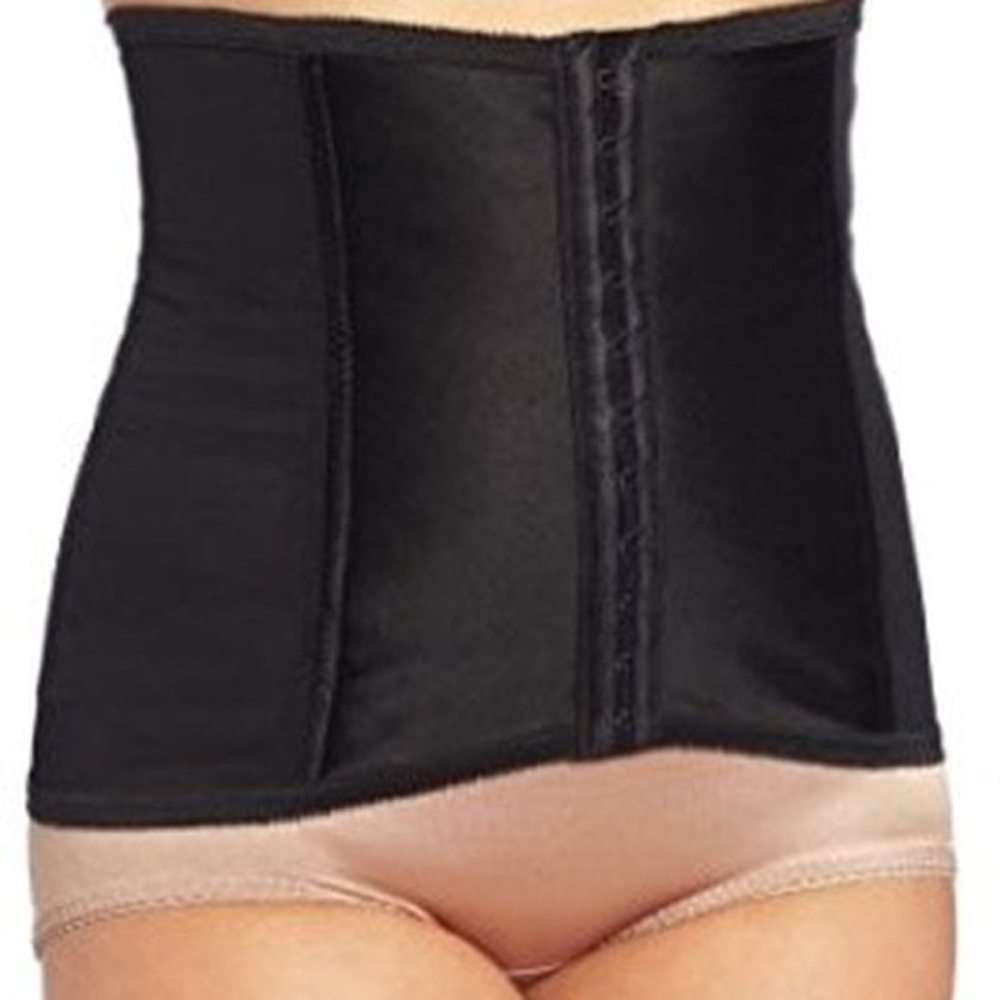 NEW Rago Shapette Powermesh Satin Panel Waist Cincher Shapewear 821 Black